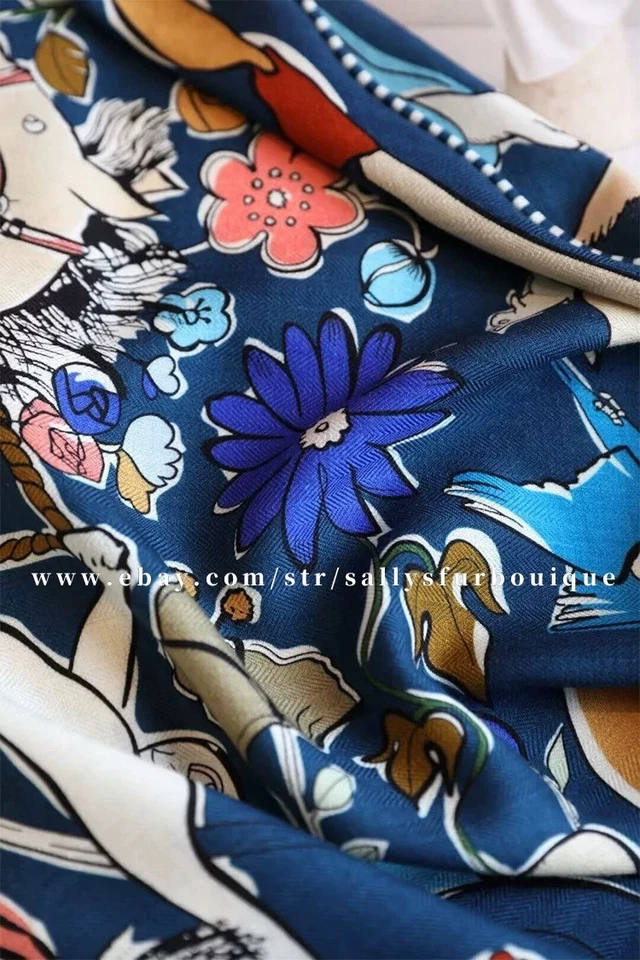 Sallys 70% Cashmere & 30% Silk Scarf Rabbit Print Large Triangle Shawl 190*125cm - Image 4 of 4