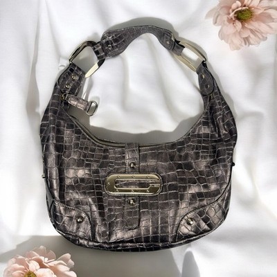 Guess Y2K Metallic Croc Shoulder Bag Faux Leather Slouchy Studded
