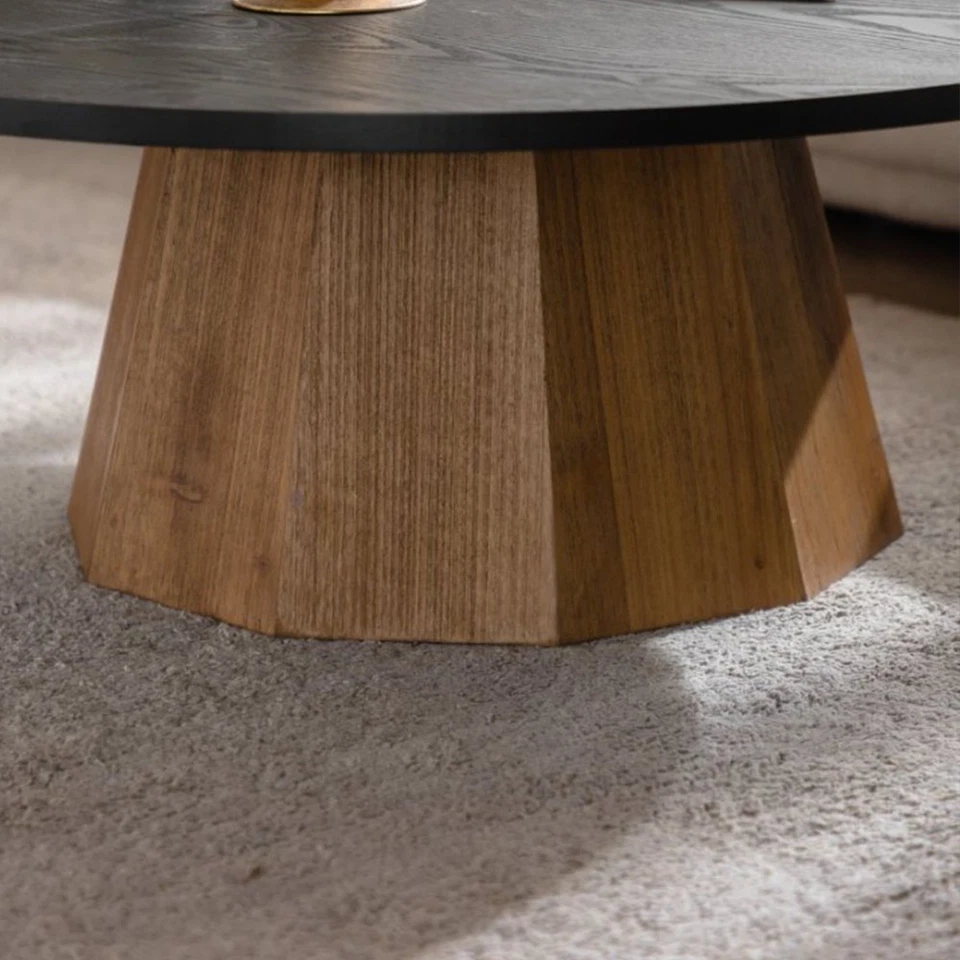 Круглый деревянный журнальный столик прочный пьедестал легко собрать гостиная чайный столик - Изображение 4 из 4