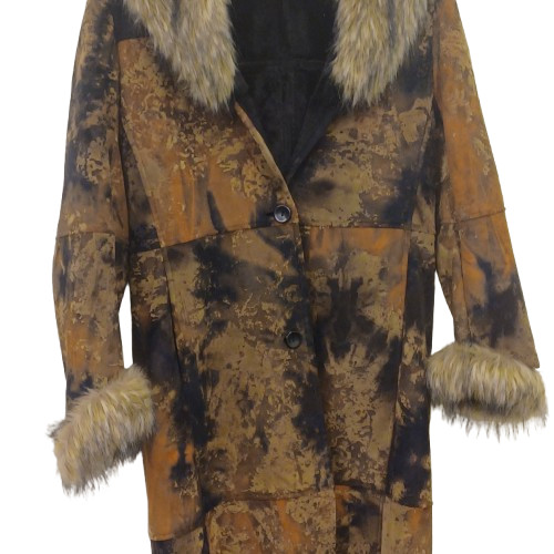 Vintage Boho Afghan Coat Long Coat Fur Collar Cuffs Patterned Penny Lane UK 12 image 3