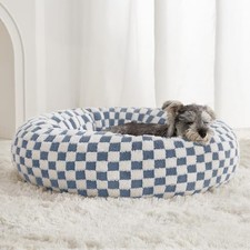 BFPETHOME Small Washable Cozy Donut Dog Beds for Dogs 24"L x 24"W x 8"Th Blue