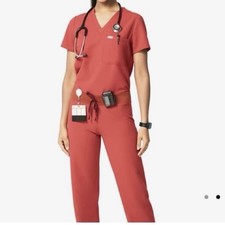 FIGS Catarina Scrub Top M Kade Cargo Pants L Set Clay Orange Limited Edition