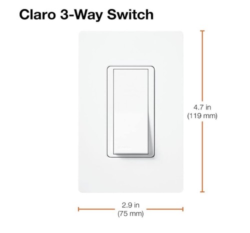 Lutron Claro Ein/Aus Schalter, 15-Amp/3-Wege, CA-3PS-WH, weiß 1er Pack, - Bild 3 von 6