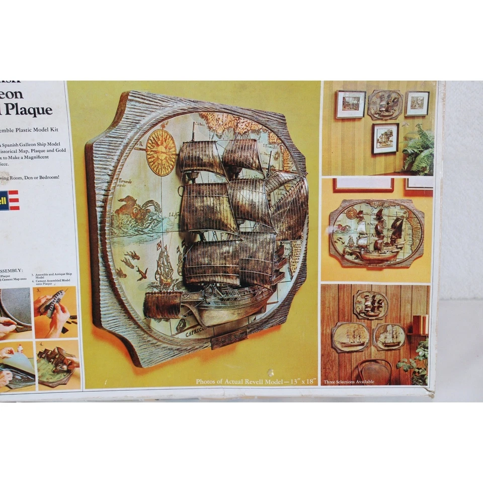 Kit Modelo Placa Pared Galeón Español Revell Vintage 13"x18" Caja Abierta Foto 3 de 4