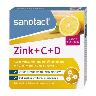 sanotact Zink + C + D Lutschtabletten 20 Stk, 34 g