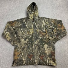 RealTree Jacket Kids Large Brown Workwear Canvas Hunting Camo Lined Hood Youth