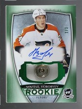 2018 Upper Deck The Cup Rookie Button Green Foil 1/3 Mikhail Vorobyev Auto 2d8