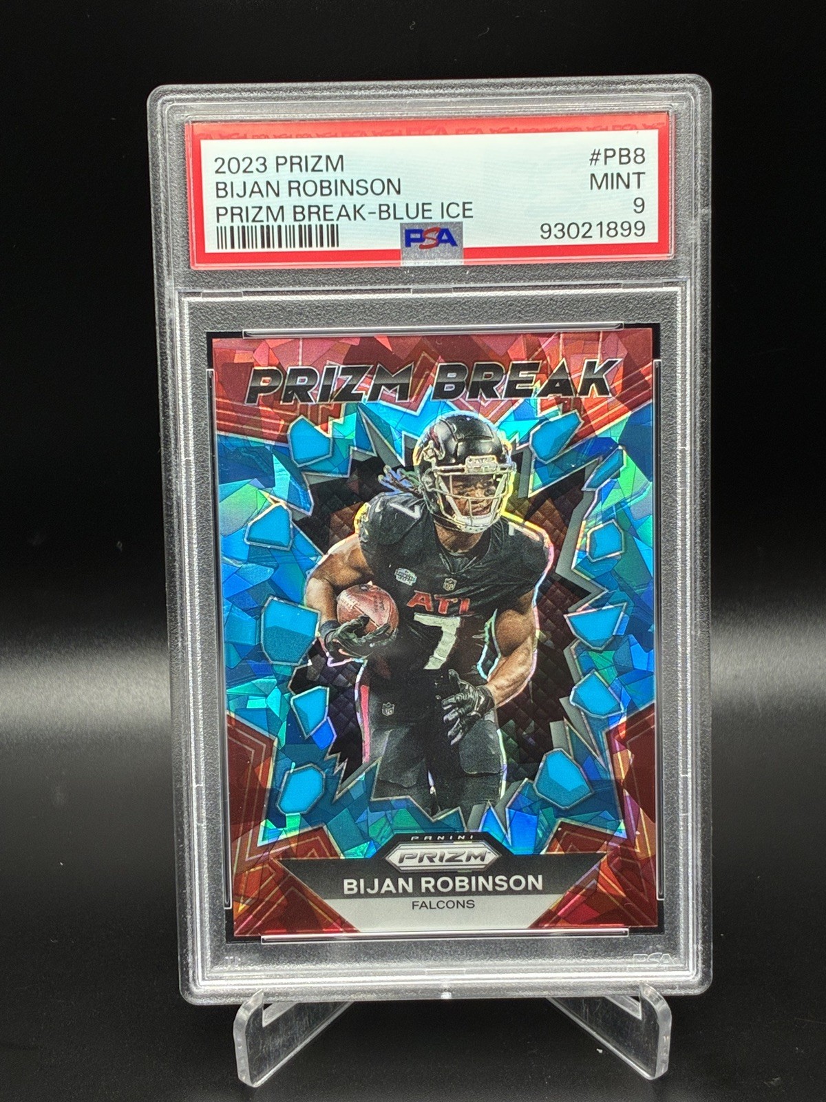 2023 Panini Prizm Bijan Robinson Prizm Break Blue Ice /99 PSA 9 - LOW POP!