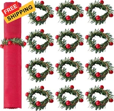 APTWOW Christmas Napkin Rings Set of 12 - Red Berry 12, As the Picture Shown 