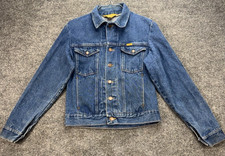 Vintage Rustler Denim Jacket Men’s Small Blue Trucker Made in USA