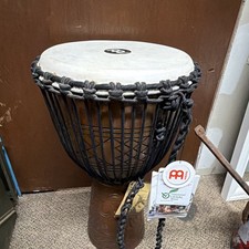 MEINL Wood Rope-Tuned Djembe Hand Drum with Tag, Analog Percussion