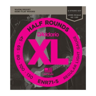D'Addario 5er Bass XL Half Rounds 45-130 45-65-80-100-130, ENR71-5