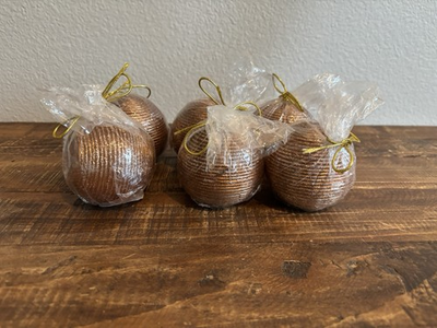 #ad Crate amp; Barrel Ball 3” Candles Shimmer Copper Set of 6 $35.00