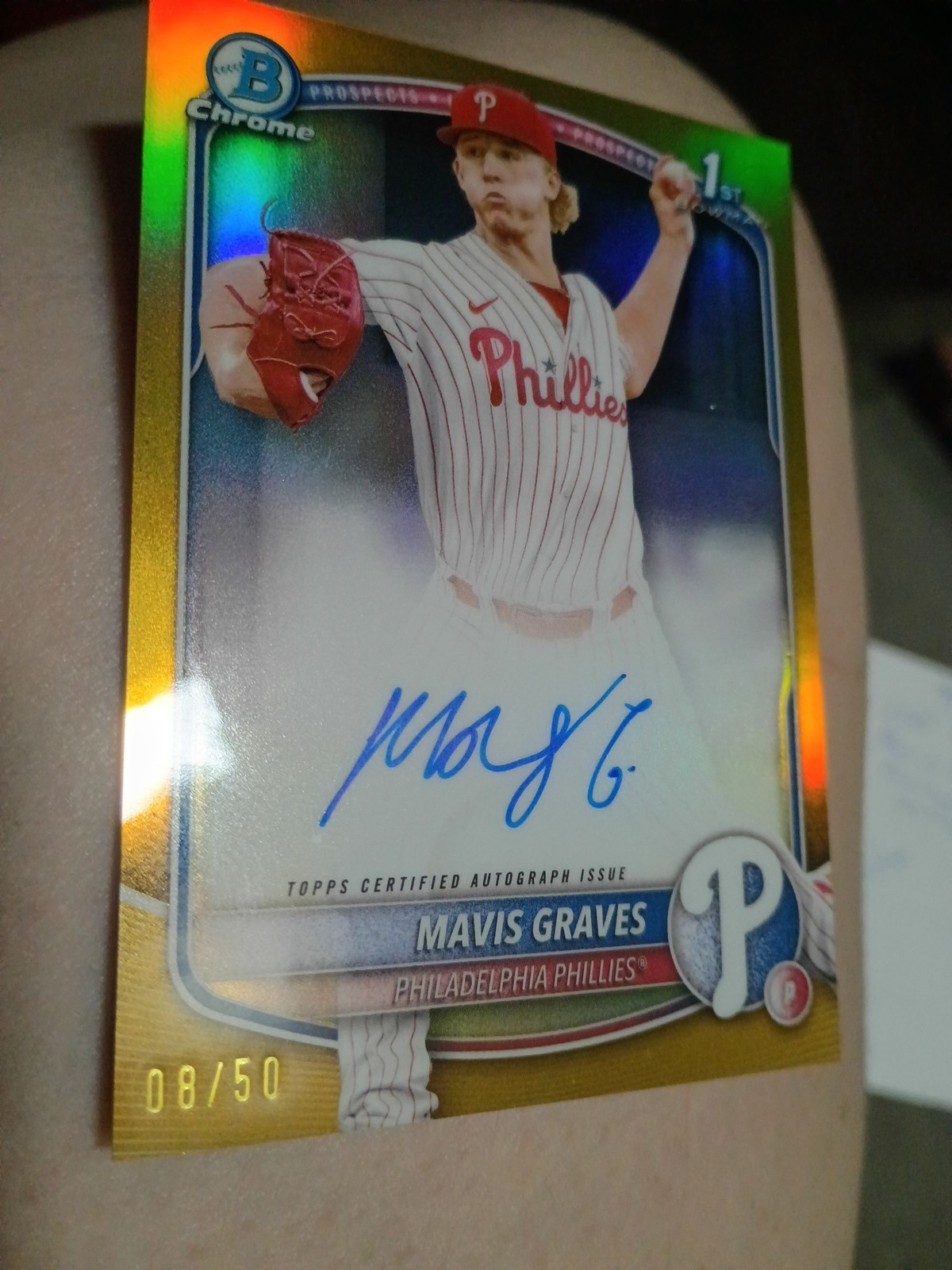 2025 Bowman Chrome Mavis Graves 1st Bowman Auto True Gold 08/50 CPA-MG
