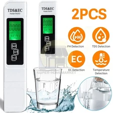 2PC TDS Meter Digital Tester Water Quality Testing Kits Drinking Water 0-9990ppm