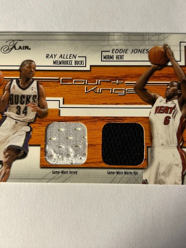 2002-03 Flair Court Kings Doble Reliquia #CK-EJ/RA Eddie Jones/Ray Allen Juego Usado - Imagen 3 de 3