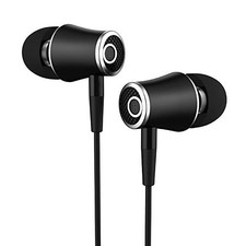 Corded Earbuds Ear Phones with Jack Wired Buds, 3.5 mm Headphones  Black