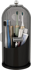 Waterproof Toothbrush Holder with 180  Rotating Cover, Grey Black