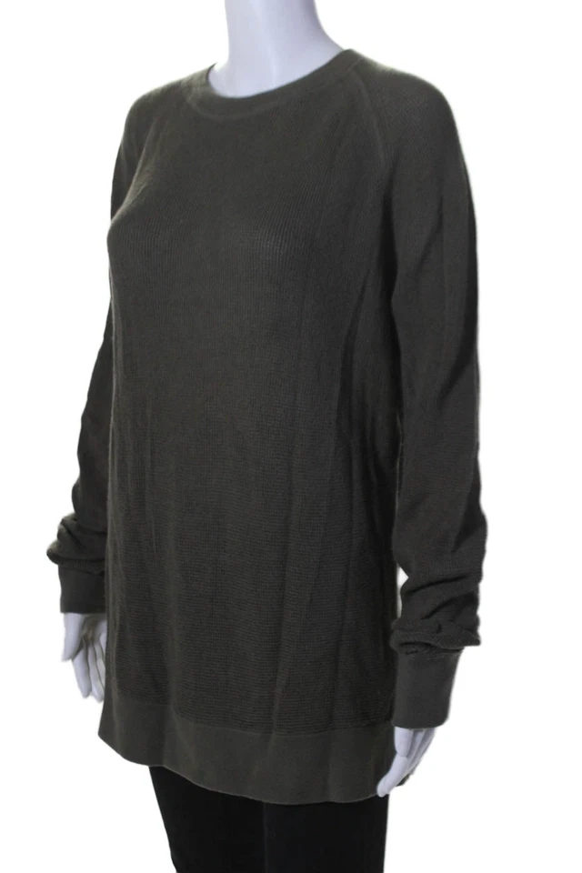 Теория женщин длинным рукавом вафли трикотажа ворота свитер зеленый хлопок размер XL - Изображение 2 из 4