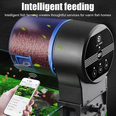 Smart Fish Tank Feeder Dual Timing Mode Adjustable Compatible with Pellet Strip