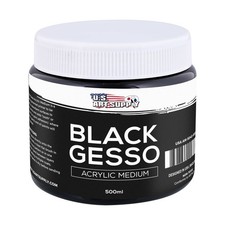 U.S. Art Supply Black Gesso Acrylic Medium, 500ml Tub