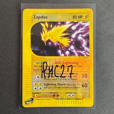 ZAPDOS HOLO REVERSE #44/147 Rare Eng Aquapolis E-Series 2002