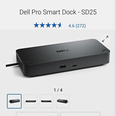 Dell Pro Smart Dock SD25 Docking Station Black HDMI DP USB-C USB-A RJ-45