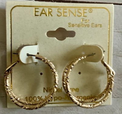 Ear Sense Goldtone Hoop Earrings Nickel Free Hypo Allergenic NWT Sensitive Ears
