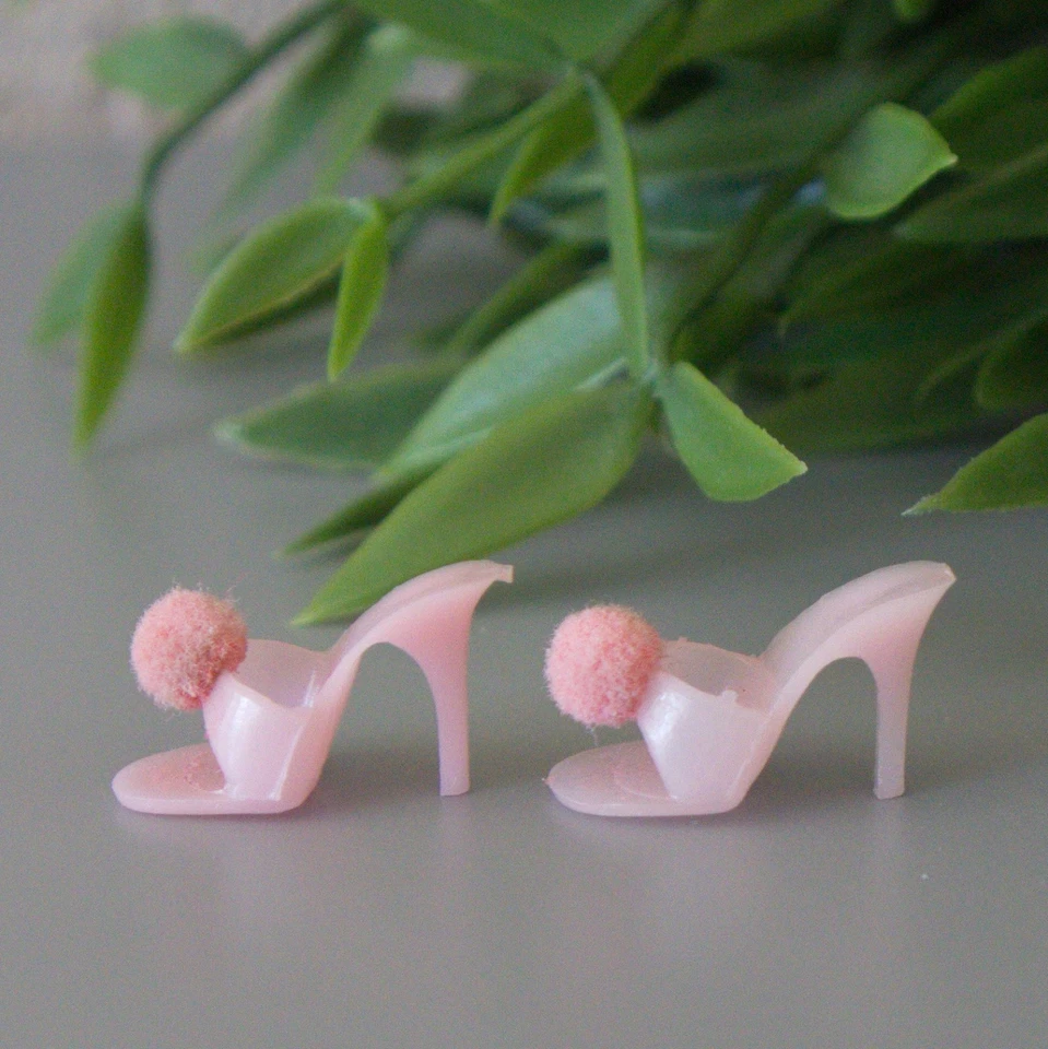 🌸Tacones Barbie Light PINK OT con pompón rosa vintage años 60 Japón *N EXC🌸 Foto 2 de 4