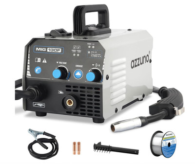 AZZUNO MIG Welder,Flux Core Welder Machine 110V 130Amp, Gasless MIG Welding Mach
