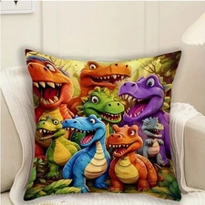 DINOSAUR Friends Pillow Cover 18"x18" Kids room decor CUTE! FUN! Great Gift!