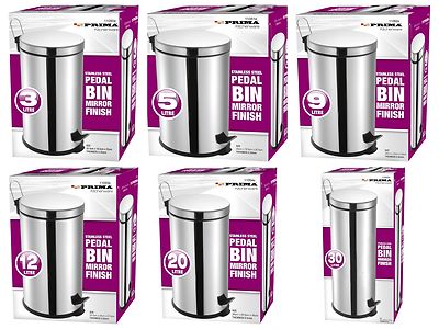 3L - 30L Edelstahl Silber Eimer Küche Bad WC Abfalleimer Papier Mülleimer