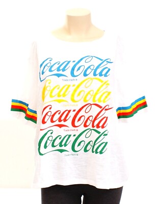 Coca Cola Signature White Short Sleeve Tee T-Shirt Women's NEW