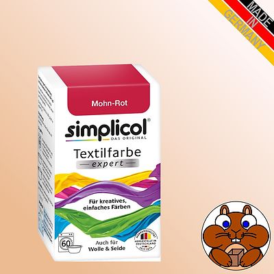 SIMPLICOL Textilfarbe expert MOHN-ROT (1703) 150g Batiken Wäsche Stoffe DIY