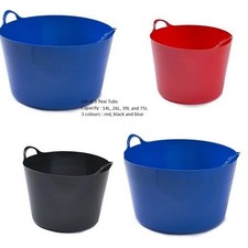Set of 5 Flexible Tub - Builder Bucket Storage Garden Rubble 14L  26L 39L 75L