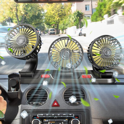 car fan plugs into cigarette lighter Cigarette Lighter 3-Head Car Cooling Fan 360° Rotatable Electric 12V Car  Fans