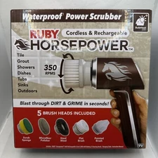 Ruby Horsepower Handheld Cordless Rechargeable Spinning Power Scrubber - New