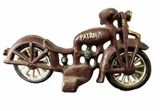 VINTAGE HARLEY DAVIDSON CAST IRON PATROL MOTORCYCLE 8-1/2"