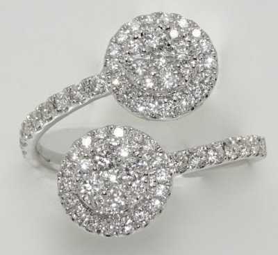 18 Karat WEISSGOLD DIAMANT CLUSTER DUALITÄT RING