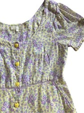 179 Love Shack Fancy Emory Floral Midi Dress Yellow  Ric Rac Pockets 4