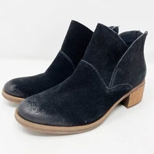Korks Black Suede Leather MALDON Ankle Boots US 6.5M Boho Casual Fall NEW