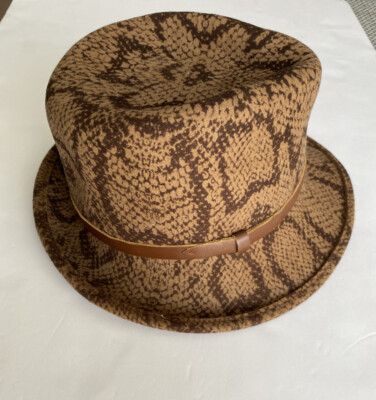 Eric Javits Brown Python Print Wool Hat Classic Water  display picture 2