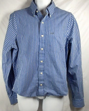 Abercrombie  Fitch Dress Shirt Large Muscle Fit Blue Striped Button Up