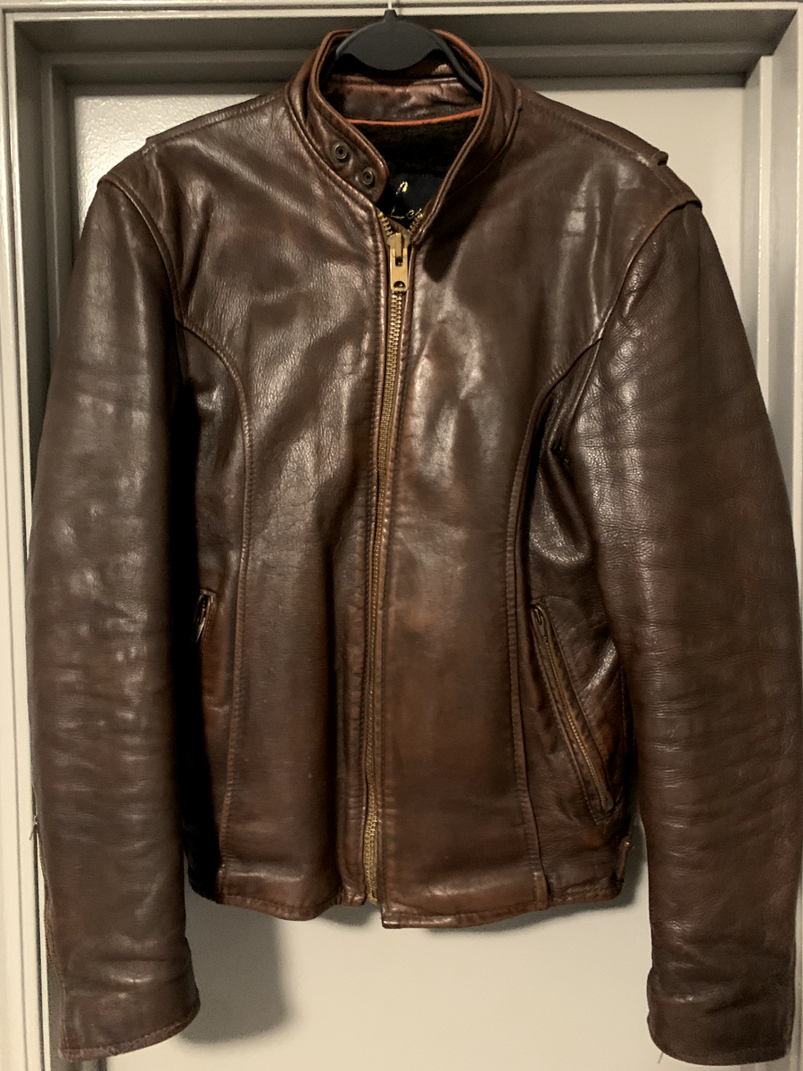 Schott 654VN カウハイド シングルライダースジャケット ブラウン Biker Jacket Schott Nyc Waxed Cotton Cafe Racer Jacket Schott