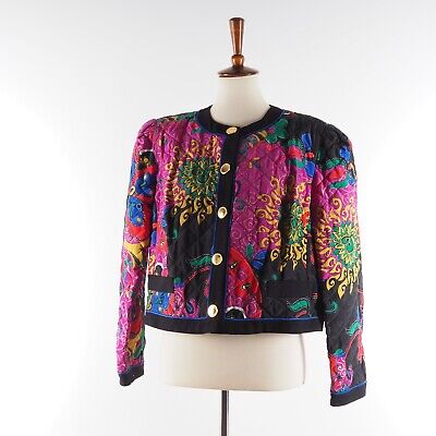 Vintage HARDOB Womens Multicolor Paisley Short Quilted Vintage HARDOB Womens Multicolor Paisley Short Quilted