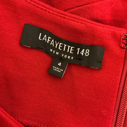 Lafayette 148 New York Sheath Dress 4 Red Short Sleeve - Picture 12 of 12