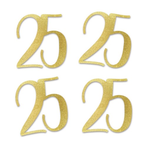 Gold Glitter 95 Number Cut-Outs - 12 Double-Sided Pieces For 95th Birthday & Anniversary Decor