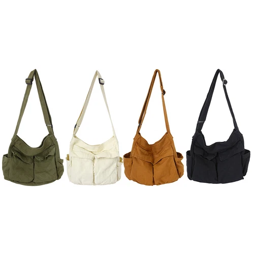 Damen Canvas solide Teenager Kuriertasche Damen große Kapazität Umhängetasche - Bild 2 von 37
