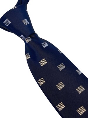 Cravate Designer Frederick Thomas - Bleu Marine Avec Motif Piano Et Clés De Sol, Fait Main UK