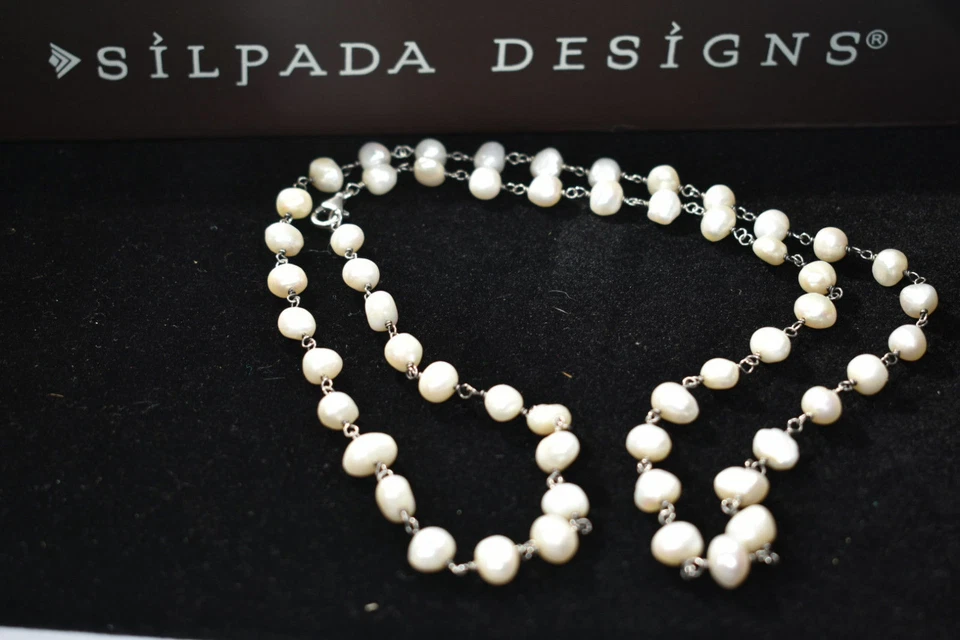 Silpada 淡水珍珠新鲜捕获项链 N1368 925 纯银 — 第 4/4 张图片